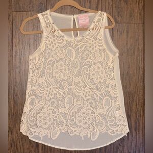 Romeo & Juliet Couture Ivory Lace Top Size M